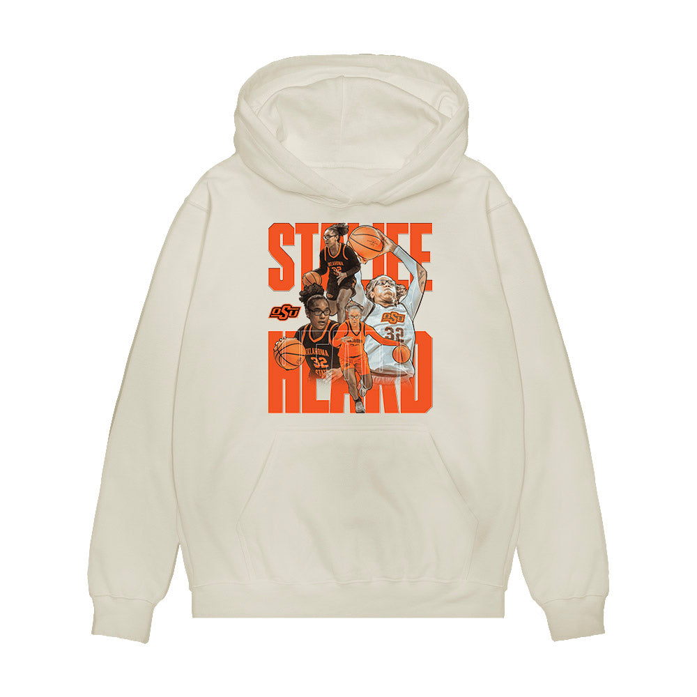 Oklahoma State - NCAA Women's Basketball : Stailee Heard - Player Collage Premium Hooded Sweatshirt-0