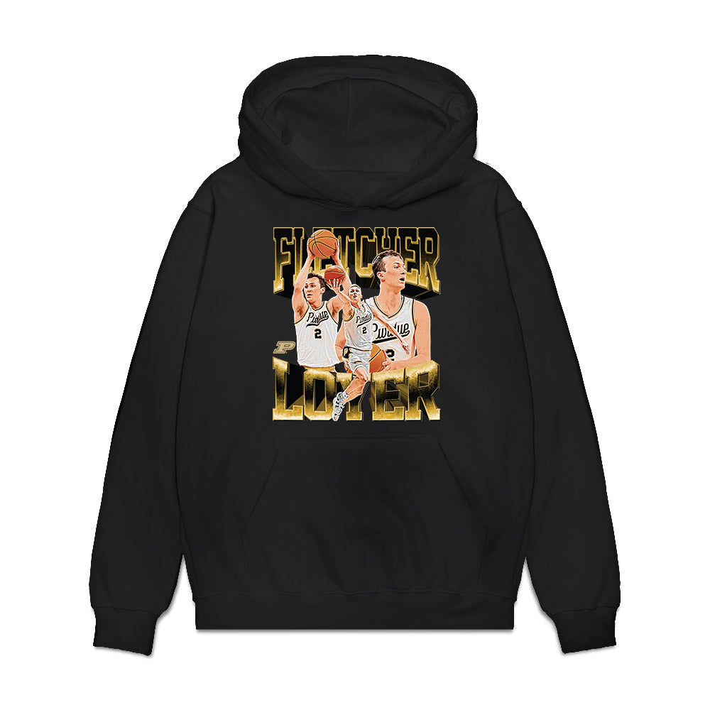 Purdue - NCAA Men's Basketball : Fletcher Loyer - Player Collage Premium Hooded Sweatshirt-0