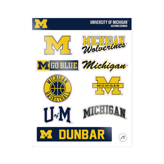 Michigan - NCAA Women's Basketball : Aaiyanna Dunbar - Sticker Sheet-0