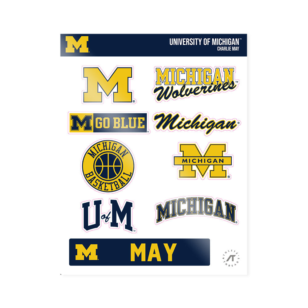 Michigan - NCAA Men's Basketball : Charlie May - Sticker Sheet-0