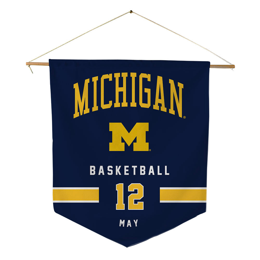 Michigan - NCAA Men's Basketball : Charlie May - Pennant - 18" x 21"-0