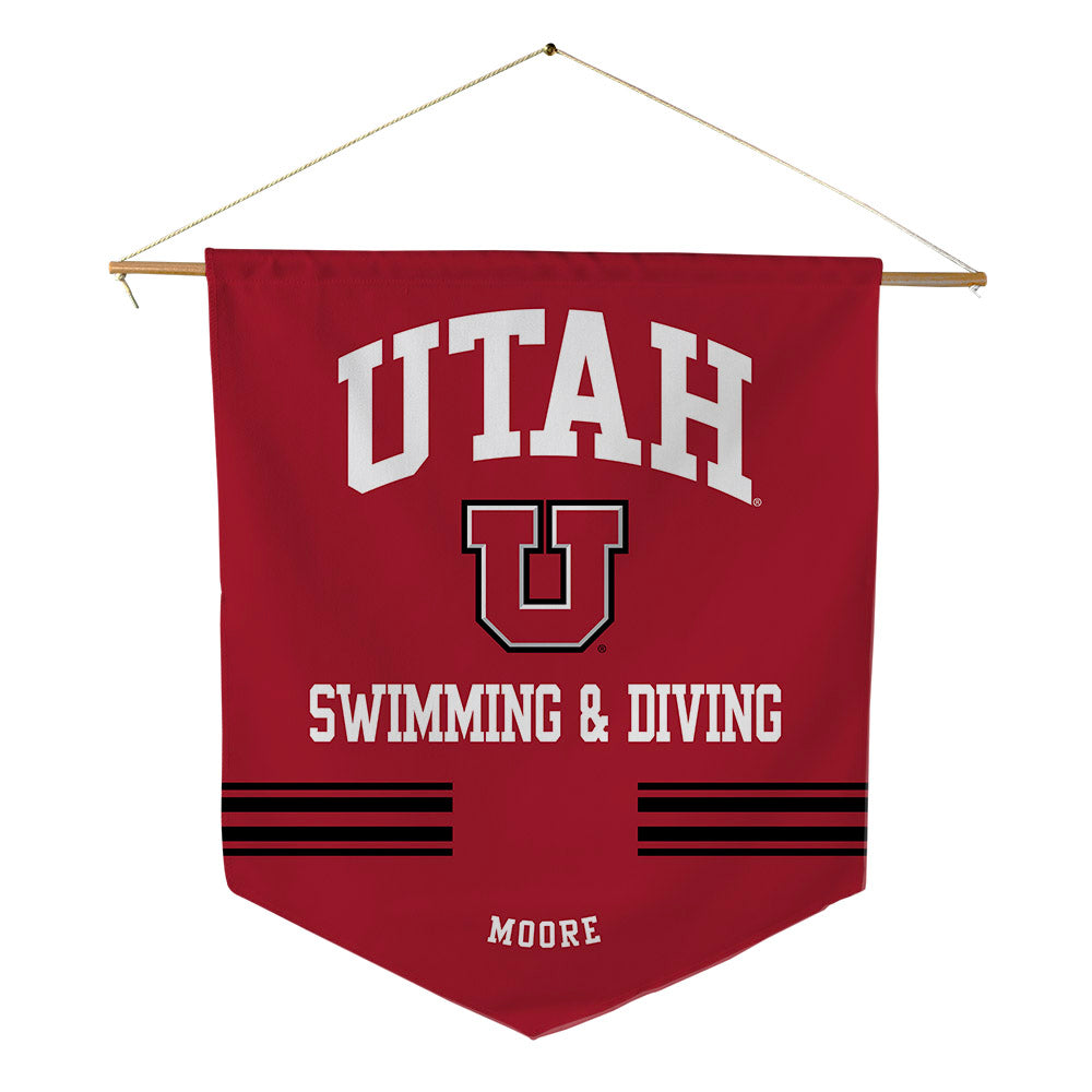 Utah - NCAA Men's Swimming & Diving : Ethan Moore - Pennant - 18" x 21"-0