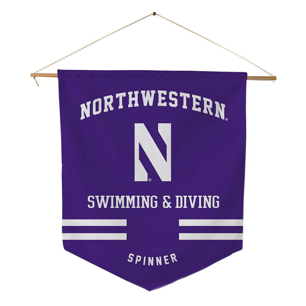 Northwestern - NCAA Men's Swimming & Diving : Wiley Spinner - Pennant - 18" x 21"-0