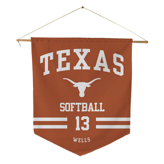 Texas - NCAA Softball : Hannah Wells - Pennant - 18" x 21"-0