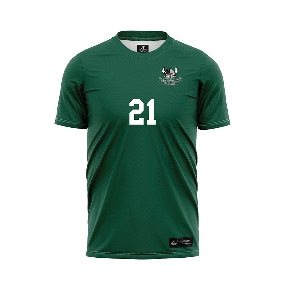 Cleveland State - NCAA Women's Soccer : Jordan Novak - Green Soccer Jersey-0
