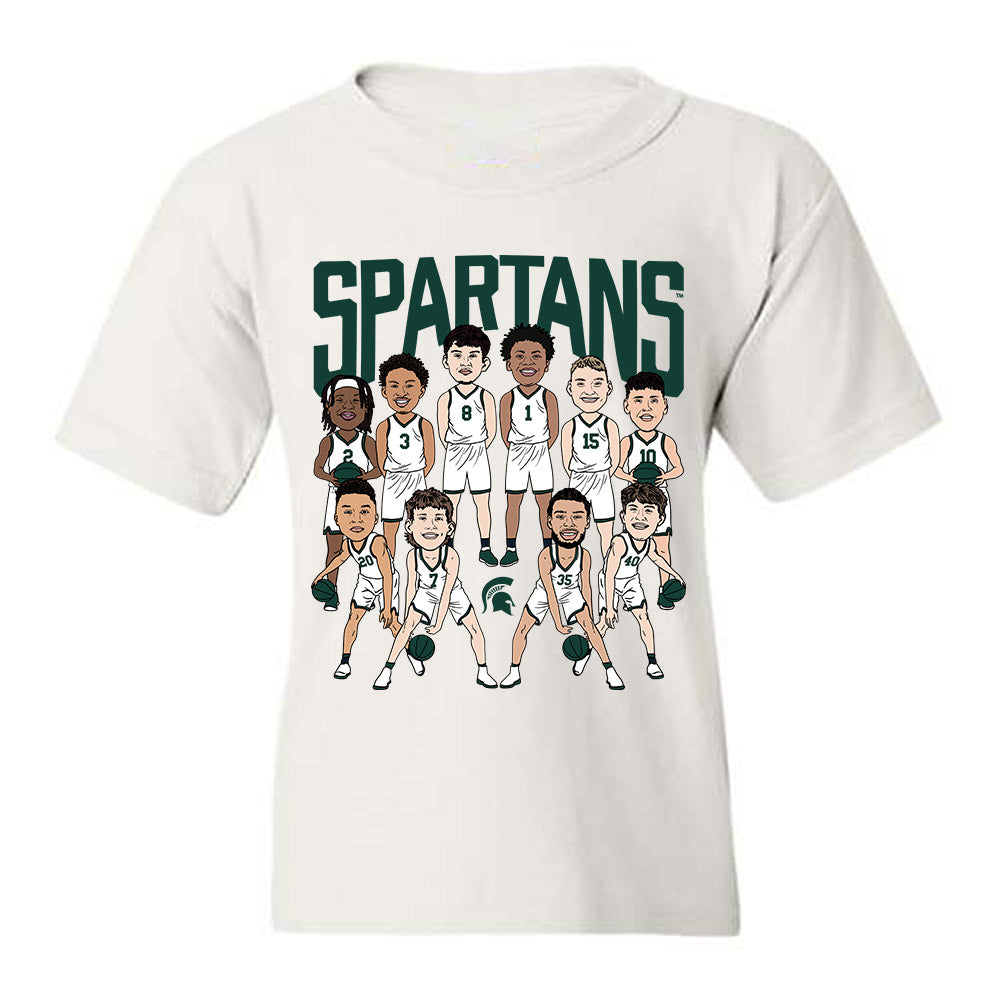 Michigan State - NCAA Men's Basketball : Team Caricature Youth T-Shirt-0