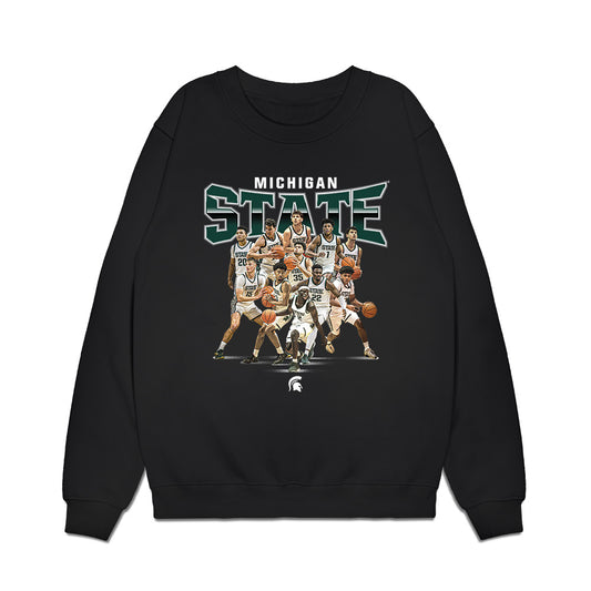 Michigan State - NCAA Men's Basketball : Team Collage Premium Crewneck Sweatshirt-0