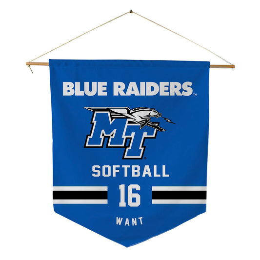 MTSU - NCAA Softball : Jana Want - Pennant - 18" x 21"-0