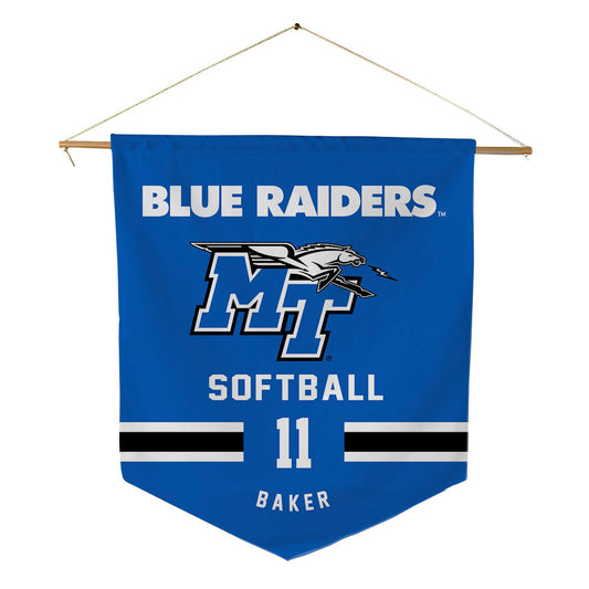 MTSU - NCAA Softball : Aubrey Baker - Pennant - 18" x 21"-0
