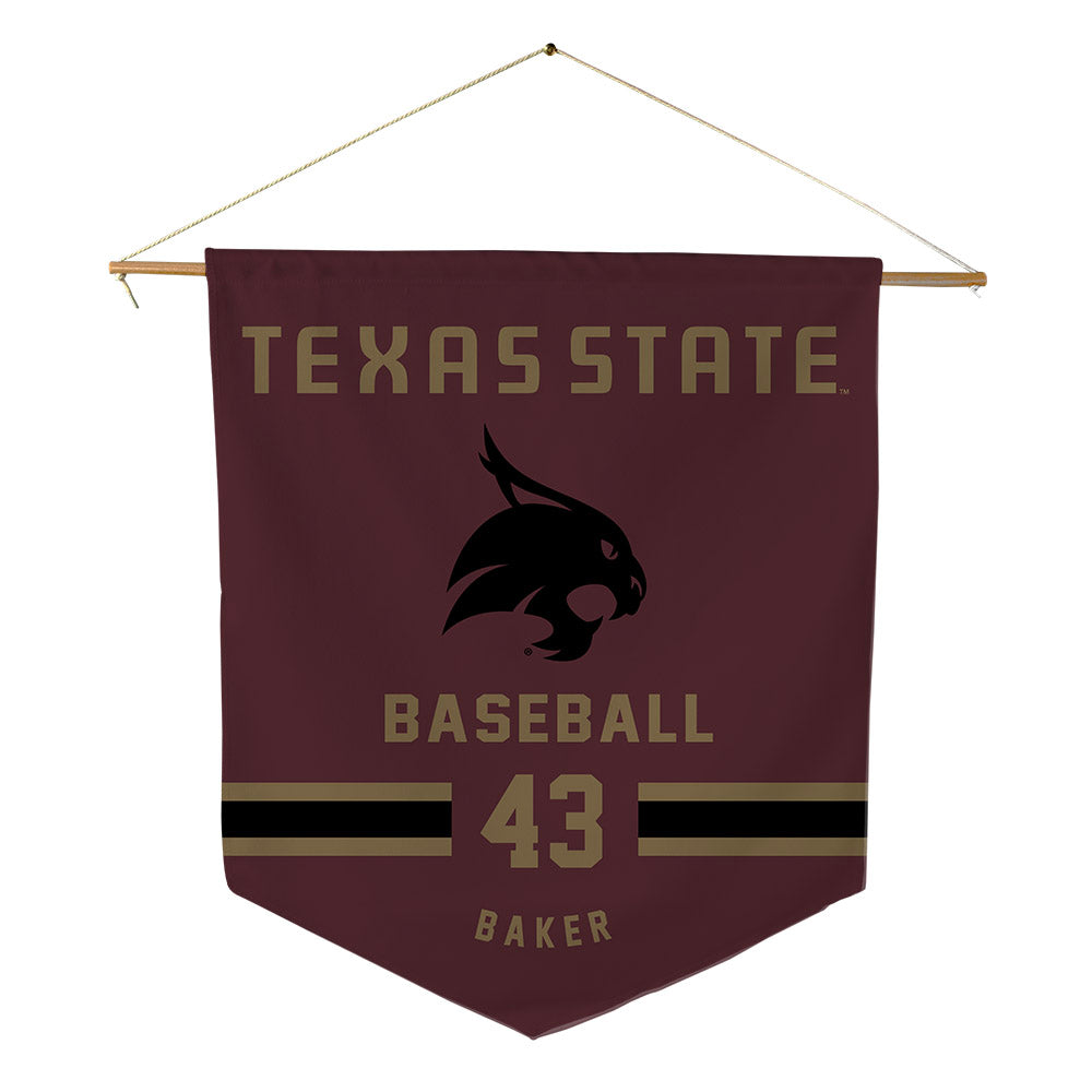 Texas State - NCAA Baseball : Caden Baker - Pennant - 18" x 21"-0