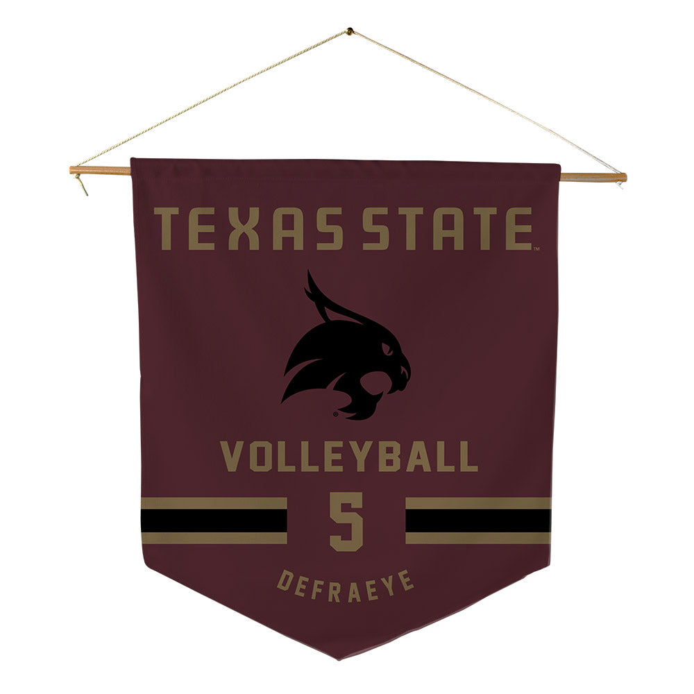 Texas State - NCAA Women's Volleyball : Jade Defraeye - Pennant - 18" x 21"-0