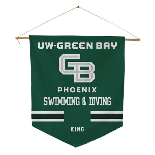 UW Green Bay - NCAA Men's Swimming & Diving : Zachariah King - Pennant - 18" x 21"-0