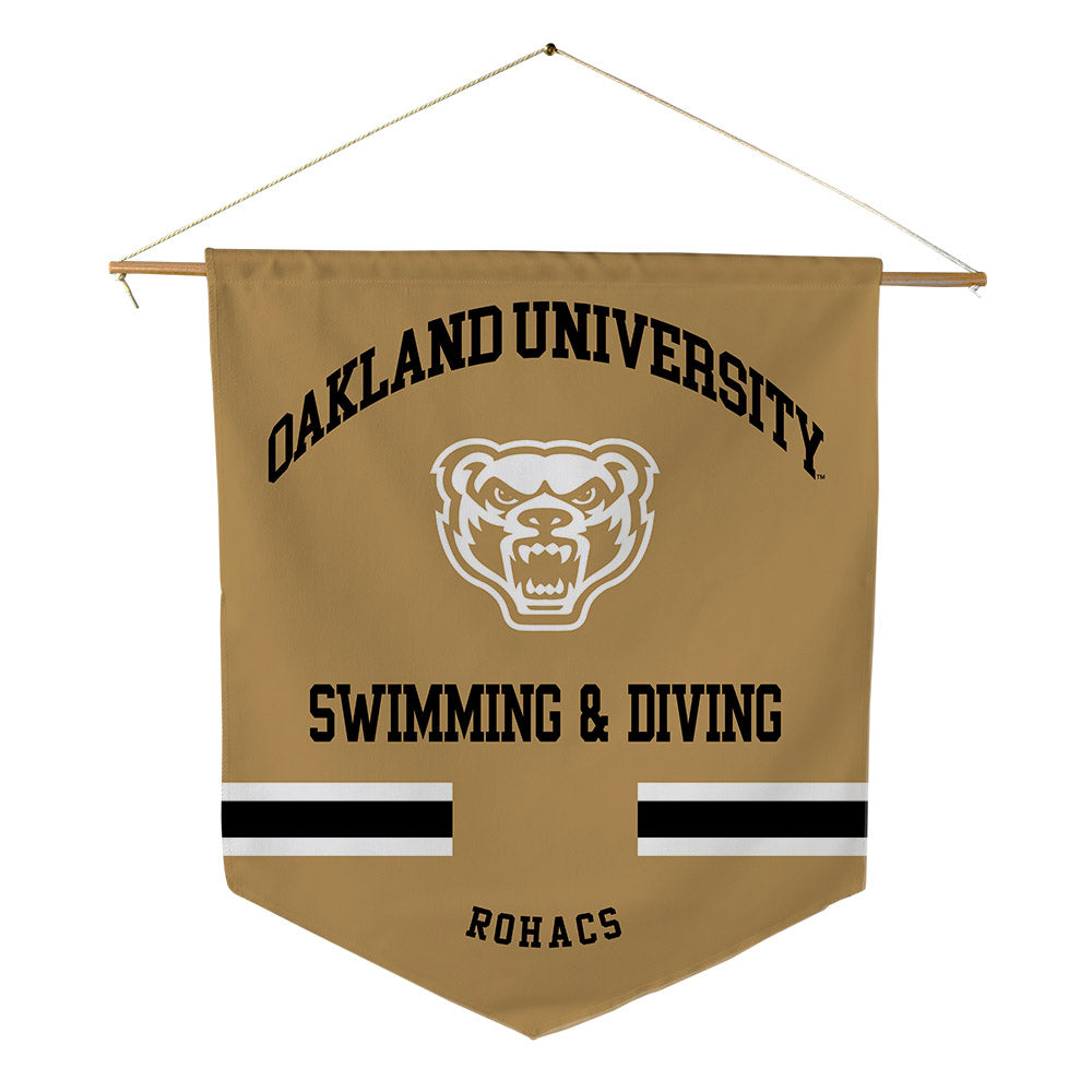 Oakland - NCAA Men's Swimming & Diving : Caleb Rohacs - Pennant - 18" x 21"-0