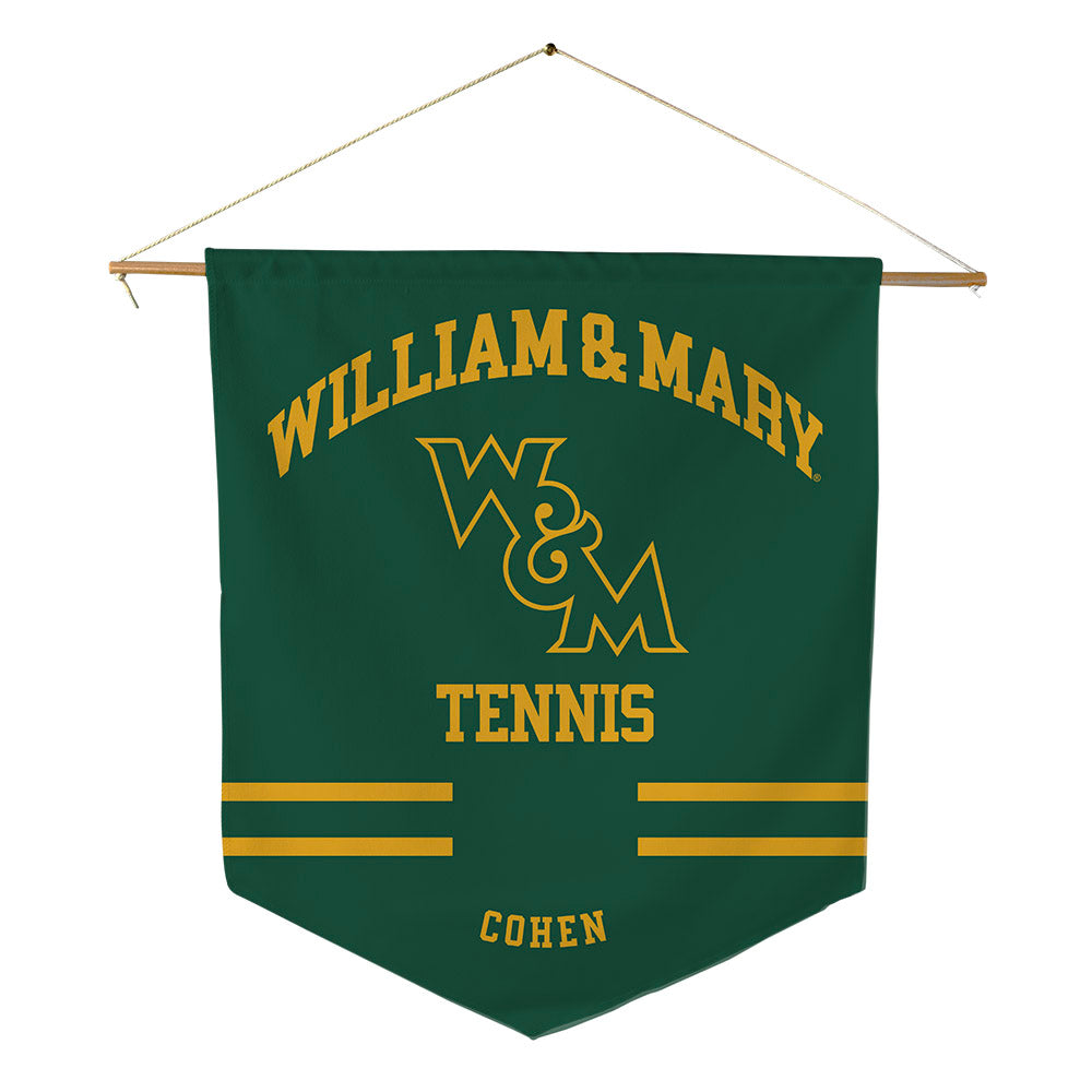 William & Mary - NCAA Men's Tennis : Austin Cohen - Pennant - 18" x 21"-0