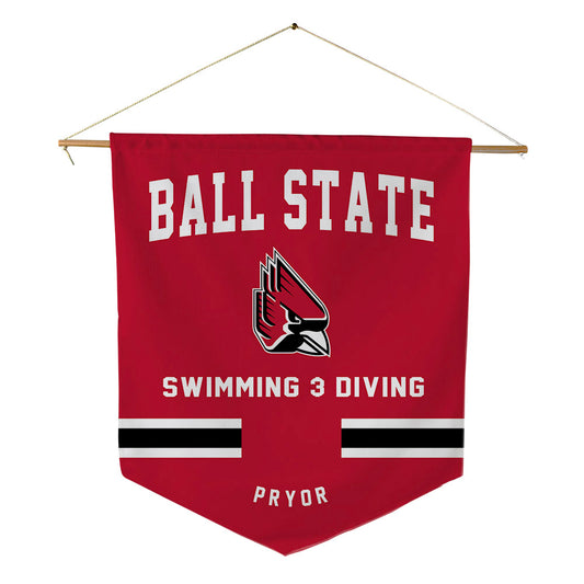 Ball State - NCAA Men's Swimming & Diving : Luke Pryor - Pennant - 18" x 21"-0