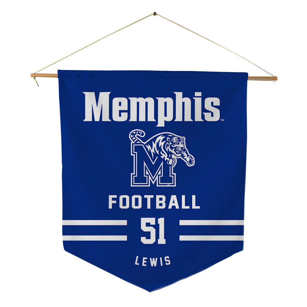 Memphis - NCAA Football : Taccofah Lewis - Pennant - 18" x 21"-0