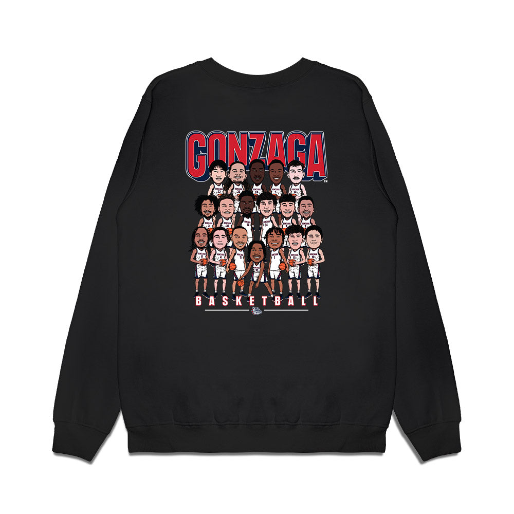 Gonzaga - NCAA Men's Basketball : - Team Caricature Premium Crewneck Sweatshirt-1