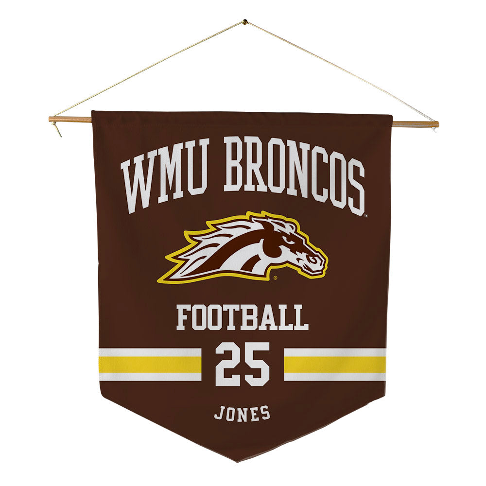 Western Michigan - NCAA Football : Justin Jones - Pennant - 18" x 21"-0