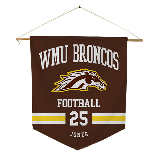 Western Michigan - NCAA Football : Justin Jones - Pennant - 18" x 21"-0