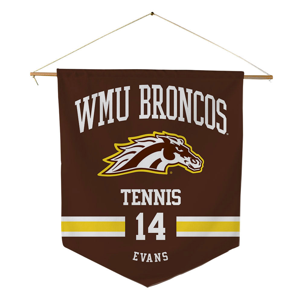 Western Michigan - NCAA Men's Tennis : Drew Evans - Pennant - 18" x 21"-0