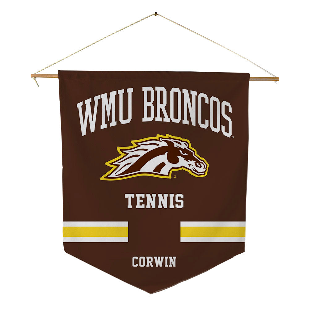 Western Michigan - NCAA Men's Tennis : Oscar Corwin - Pennant - 18" x 21"-0