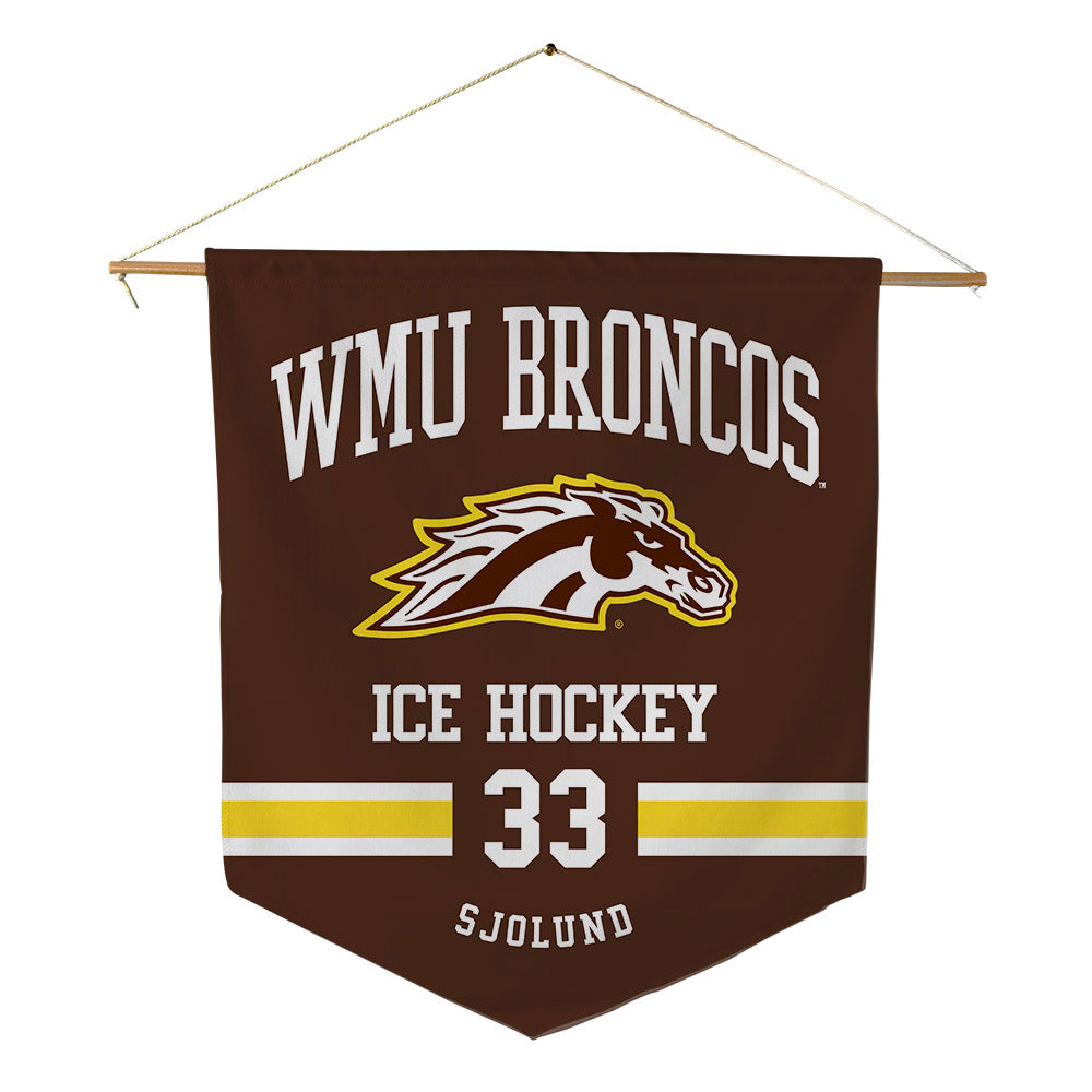 Western Michigan - NCAA Men's Ice Hockey : Samuel Sjolund - Pennant - 18" x 21"-0