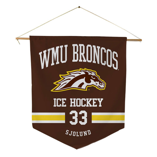 Western Michigan - NCAA Men's Ice Hockey : Samuel Sjolund - Pennant - 18" x 21"-0