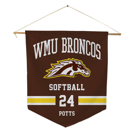 Western Michigan - NCAA Softball : Hannah Potts - Pennant - 18" x 21"-0