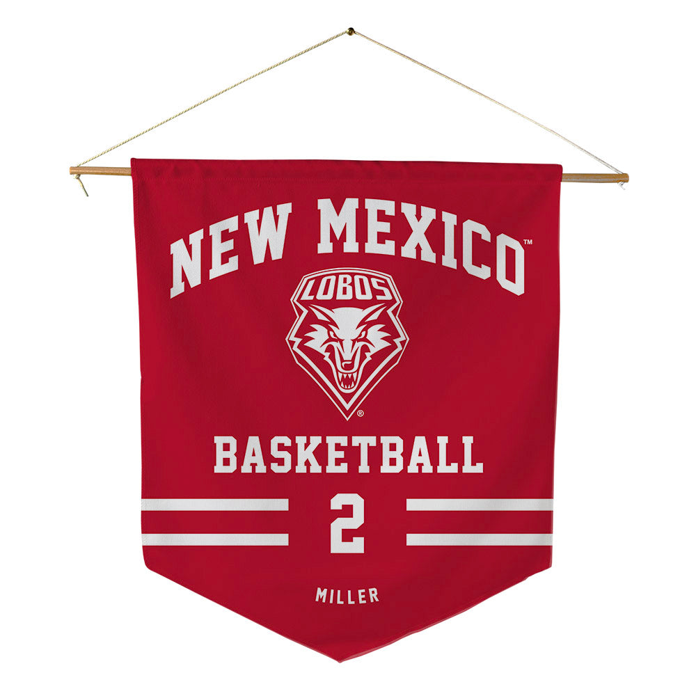 New Mexico - NCAA Men's Basketball : Tajavis Miller - Pennant - 18" x 21"-0