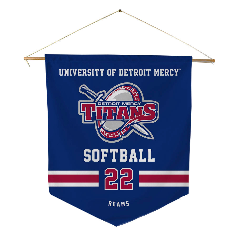Detroit Mercy - NCAA Softball : Jaycee Reams - Pennant - 18" x 21"-0