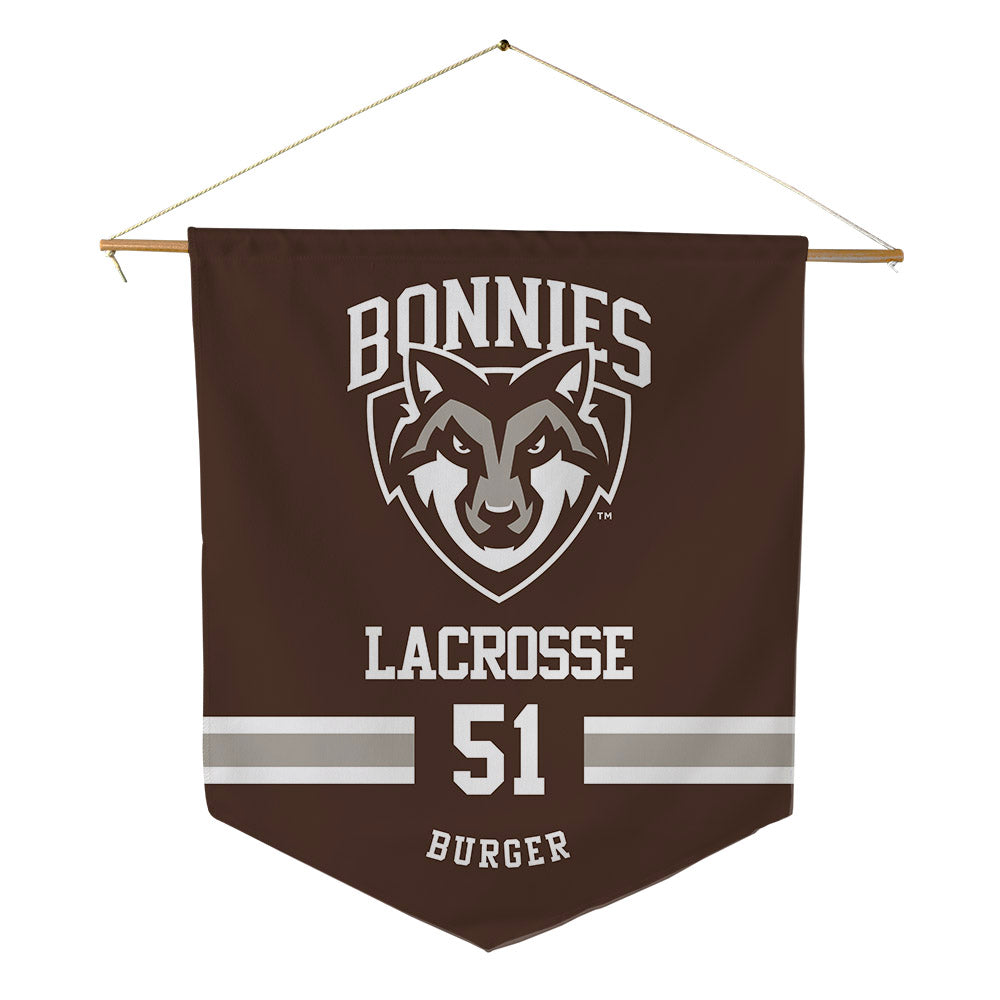 St. Bonaventure - NCAA Men's Lacrosse : Kaeden Burger - Pennant - 18" x 21"-0