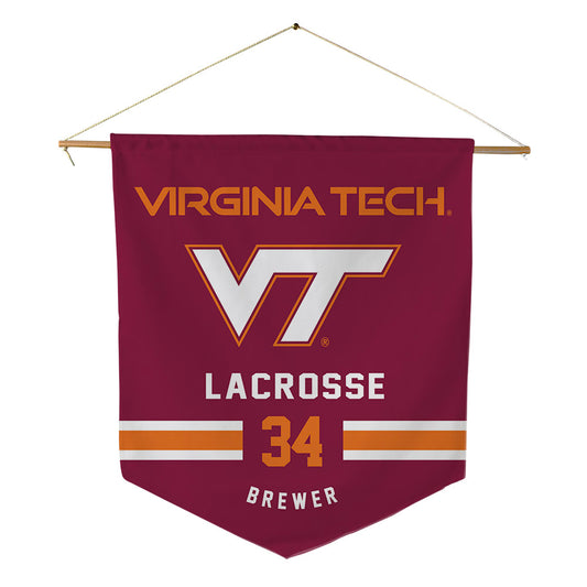 Virginia Tech - NCAA Women's Lacrosse : Jane Brewer - Pennant - 18" x 21"-0