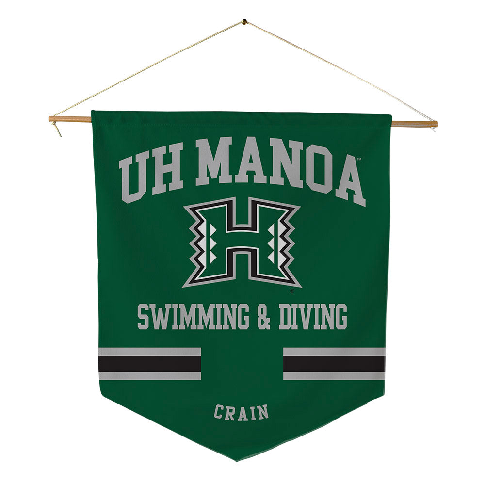 Hawaii - NCAA Men's Swimming & Diving : Daniel Crain - Pennant - 18" x 21"-0