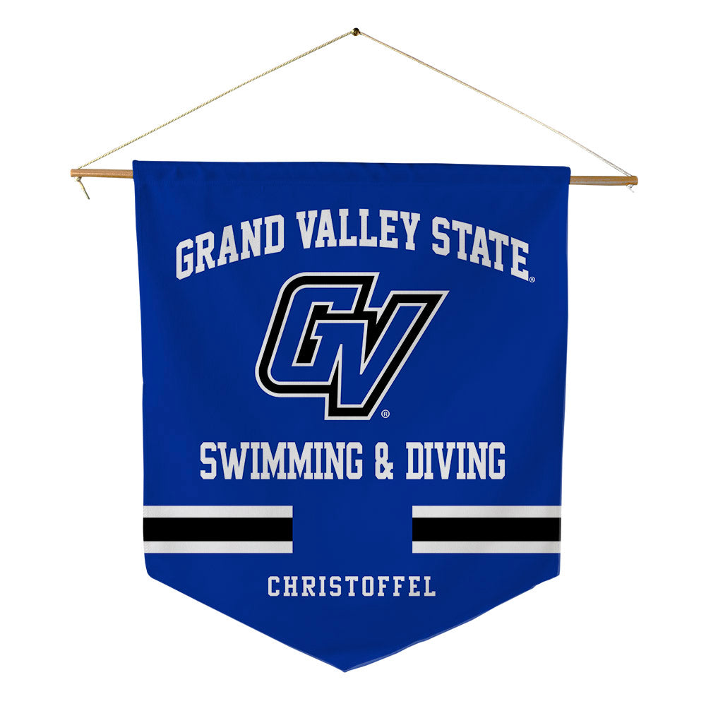 Grand Valley - NCAA Men's Swimming & Diving : Carsyn Christoffel - Pennant - 18" x 21"-0