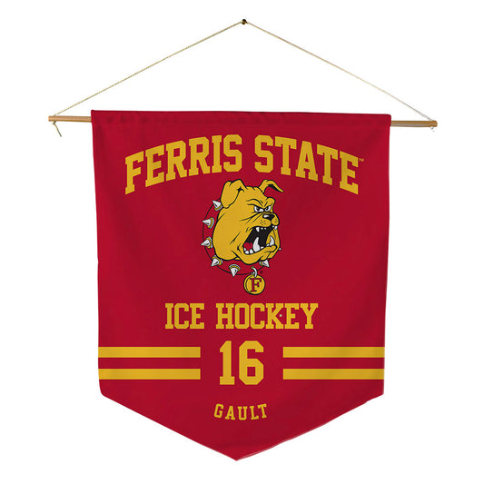 Ferris State - NCAA Men's Ice Hockey : Caiden Gault - Pennant - 18" x 21"-0