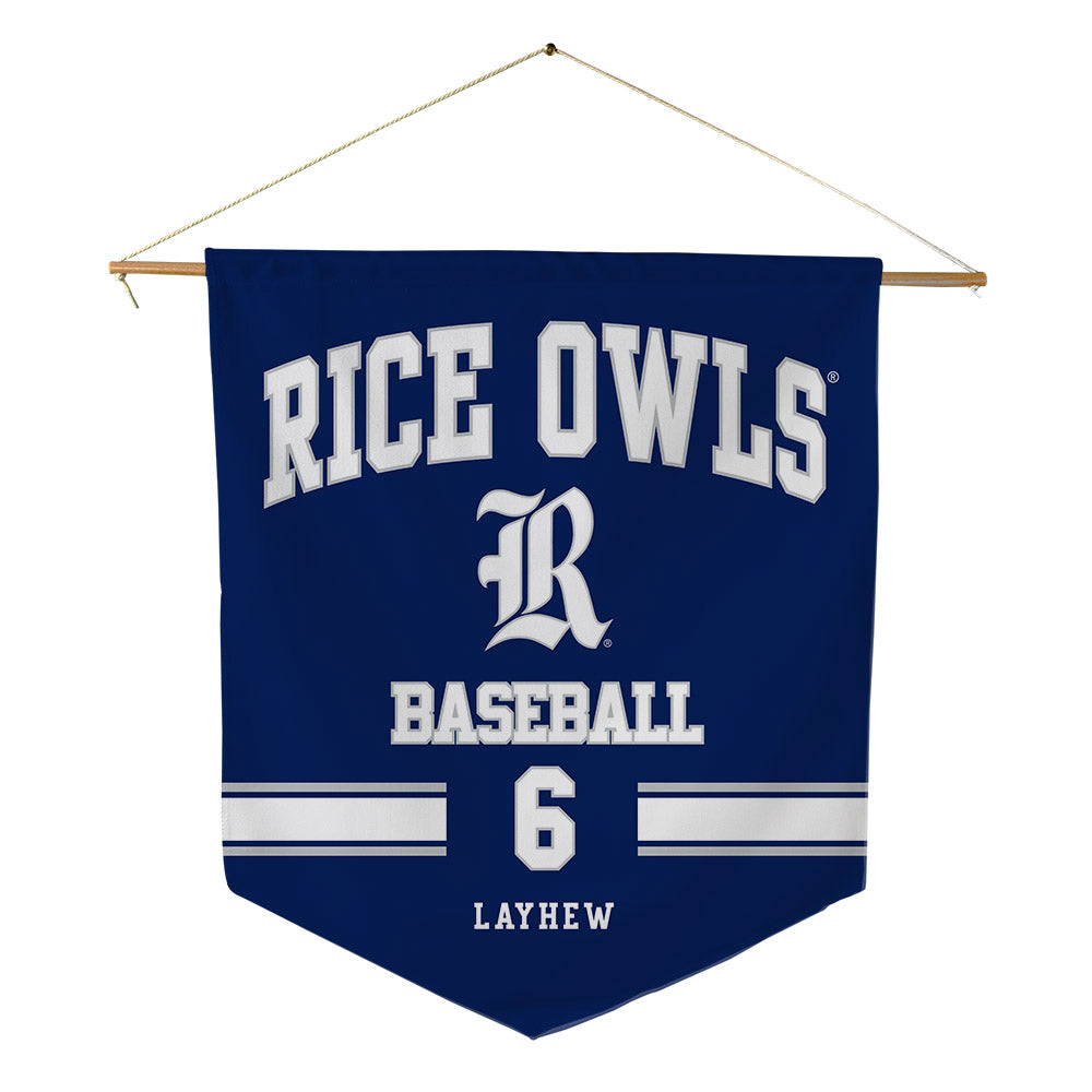 Rice - NCAA Baseball : LJ Layhew - Pennant - 18" x 21"-0
