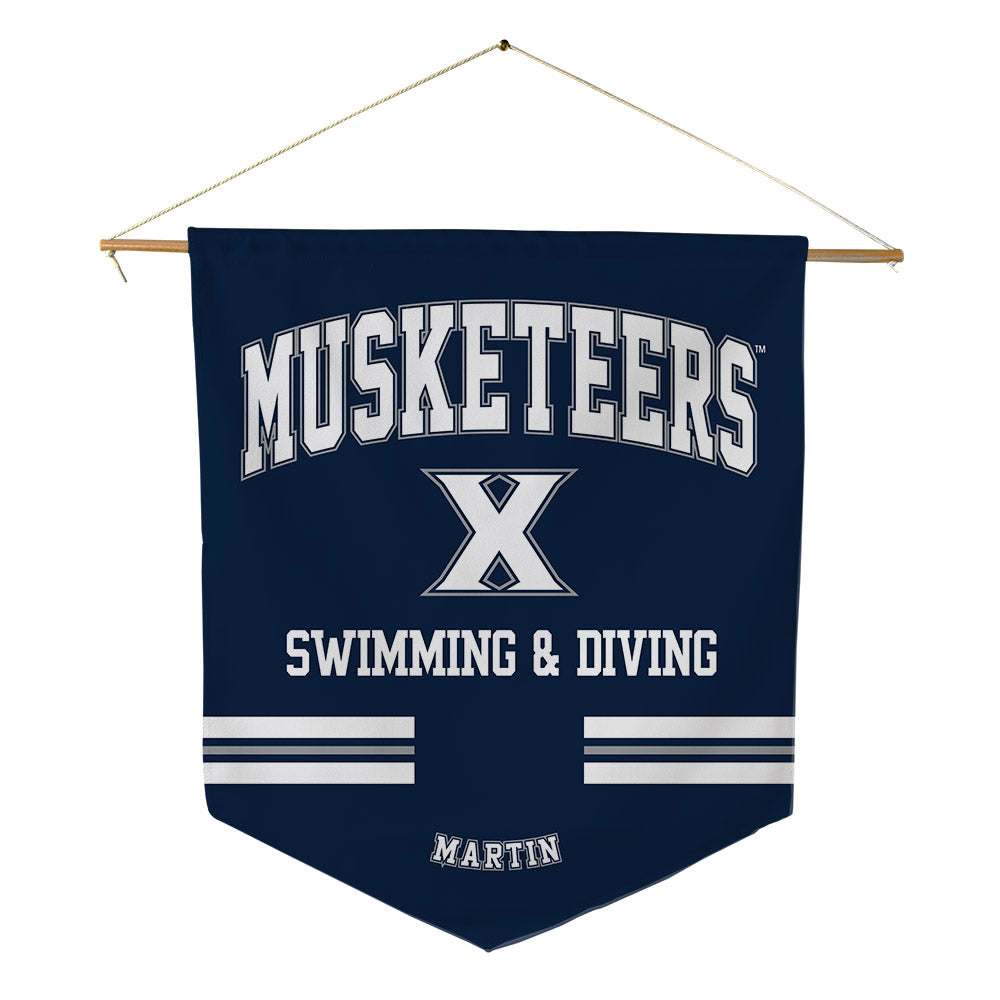 Xavier - NCAA Men's Swimming & Diving : Joshua Martin - Pennant - 18" x 21"-0