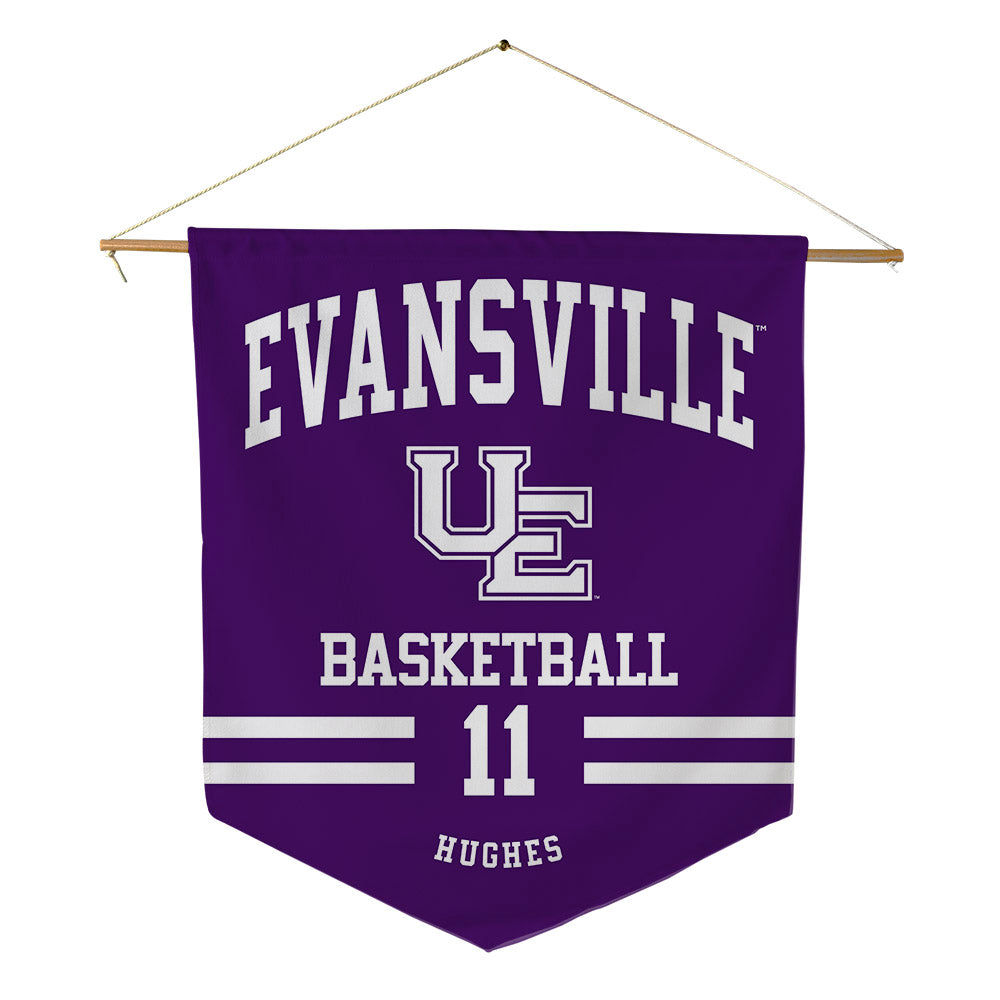 Evansville - NCAA Men's Basketball : Joshua Hughes - Pennant - 18" x 21"-0