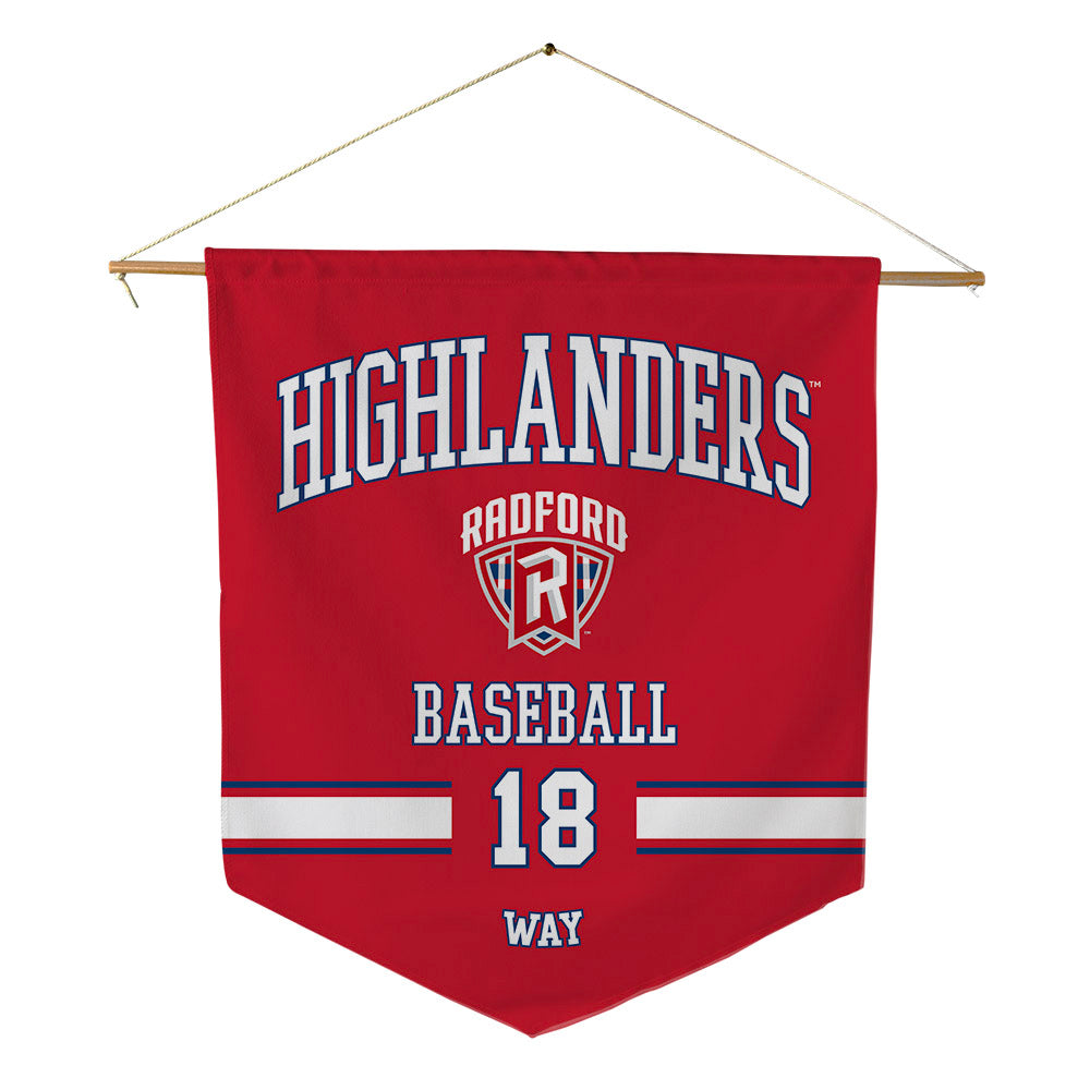 Radford - NCAA Baseball : Trey Way - Pennant - 18" x 21"-0