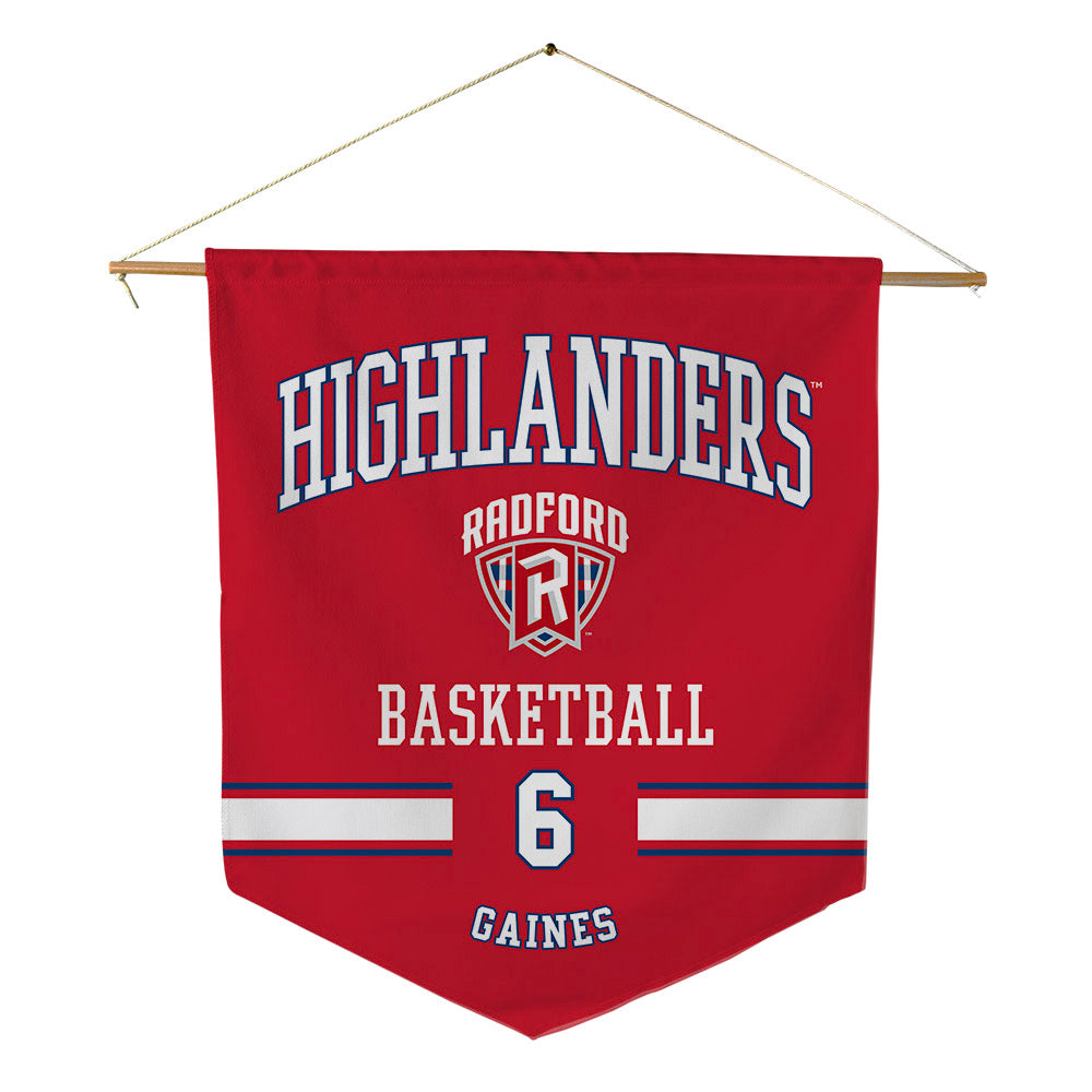 Radford - NCAA Men's Basketball : Isaiah Gaines - Pennant - 18" x 21"-0