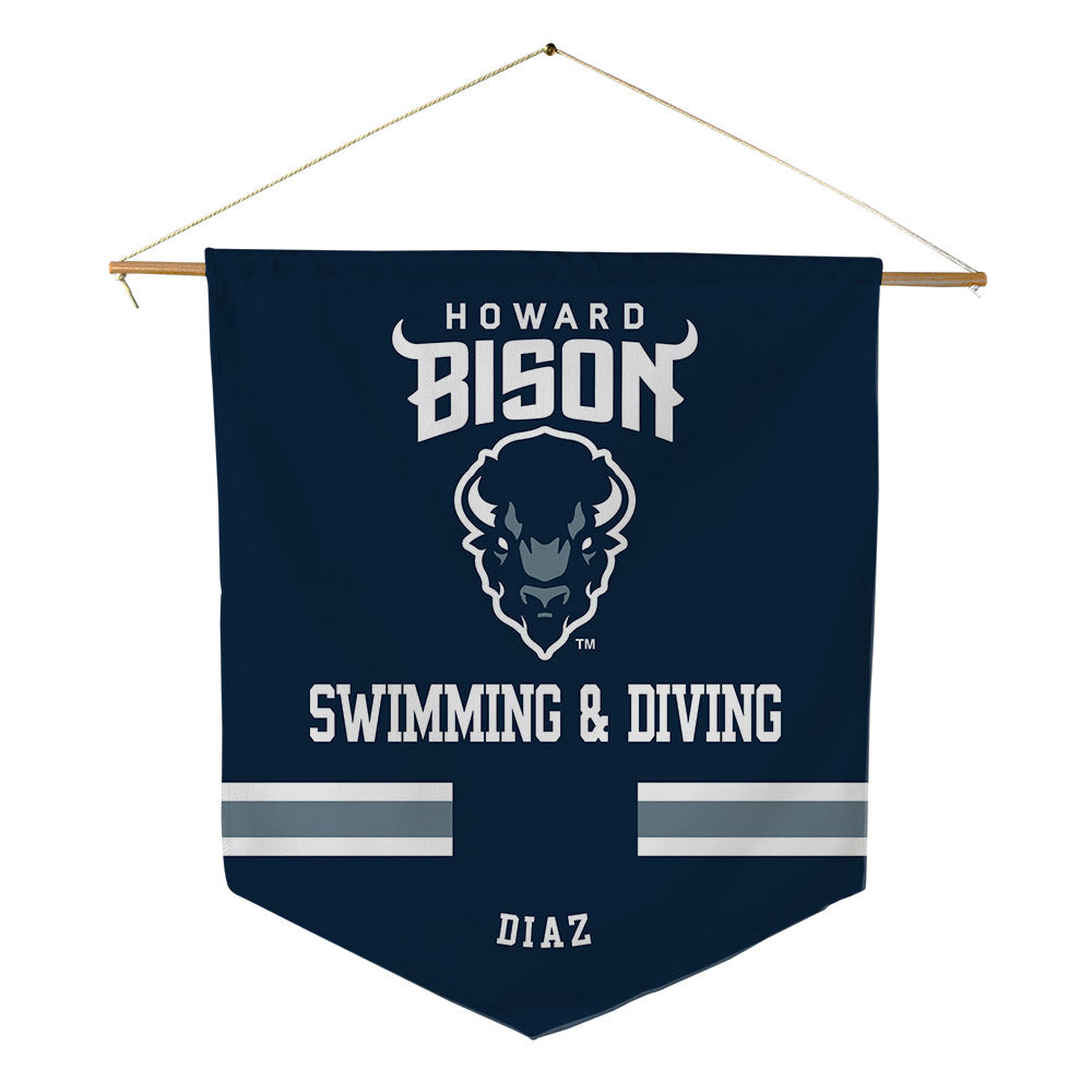 Howard - NCAA Men's Swimming & Diving : Adam Diaz - Pennant - 18" x 21"-0