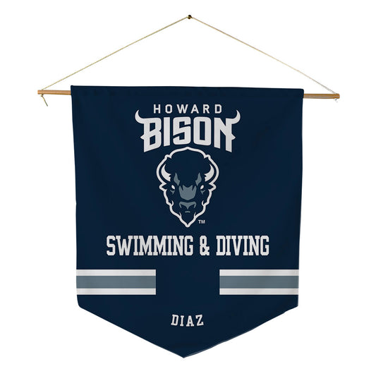Howard - NCAA Men's Swimming & Diving : Adam Diaz - Pennant - 18" x 21"-0