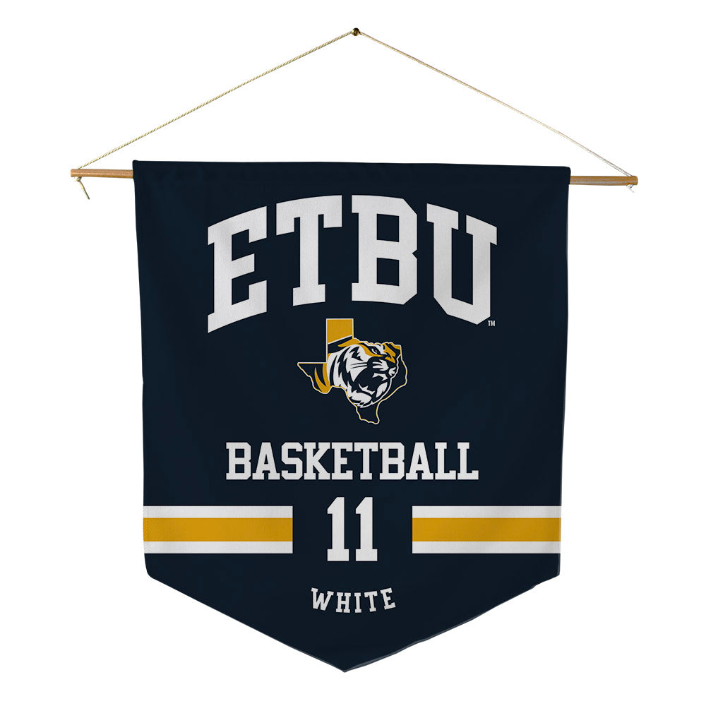 ETBU - NCAA Men's Basketball : Campbell White - Pennant - 18" x 21"-0