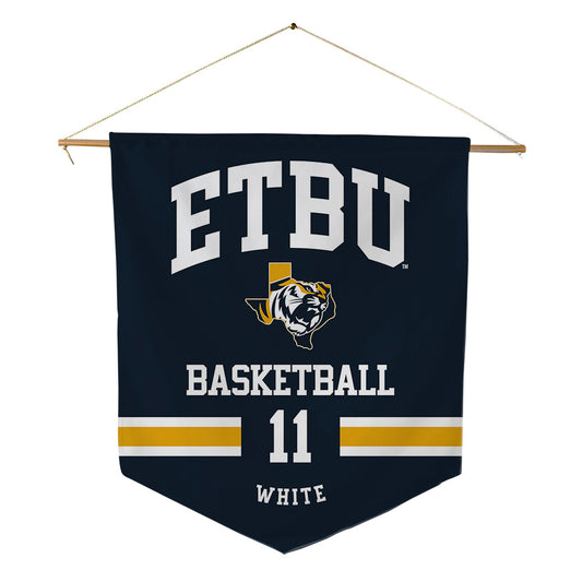 ETBU - NCAA Men's Basketball : Campbell White - Pennant - 18" x 21"-0