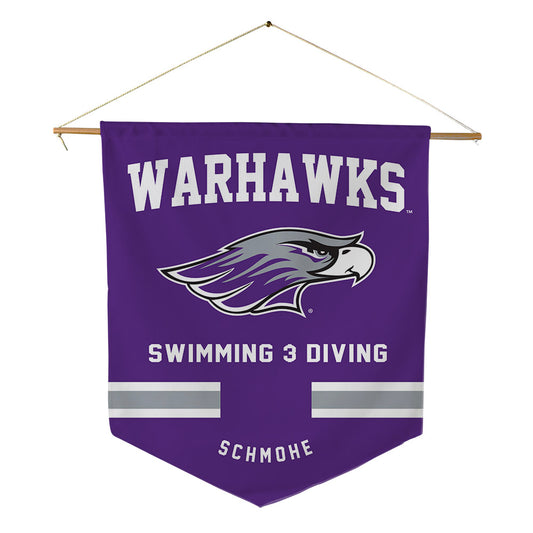UW-Whitewater - NCAA Men's Swimming & Diving : Ethan Schmohe - Pennant - 18" x 21"-0