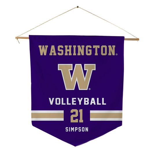 Washington - NCAA Women's Volleyball : Taylor Simpson - Pennant - 18" x 21"-0