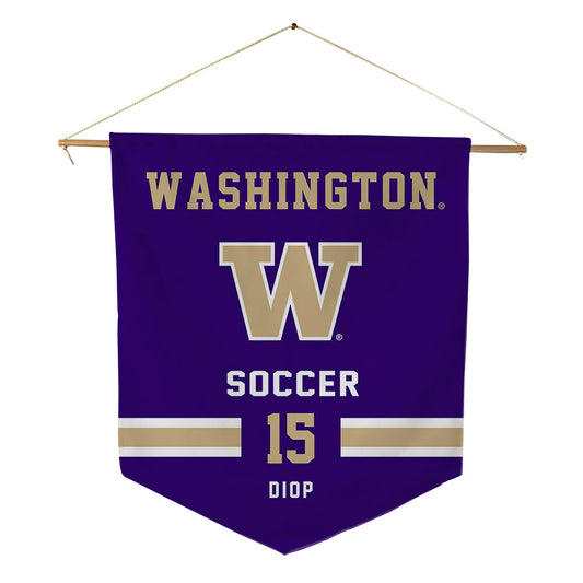 Washington - NCAA Men's Soccer : Mani Diop - Pennant - 18" x 21"-0