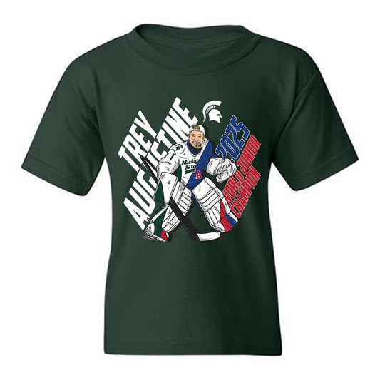 Michigan State - NCAA Men's Ice Hockey : Trey Augustine - 2025 World Junior Champion Individual Caricature Youth T-Shirt-0