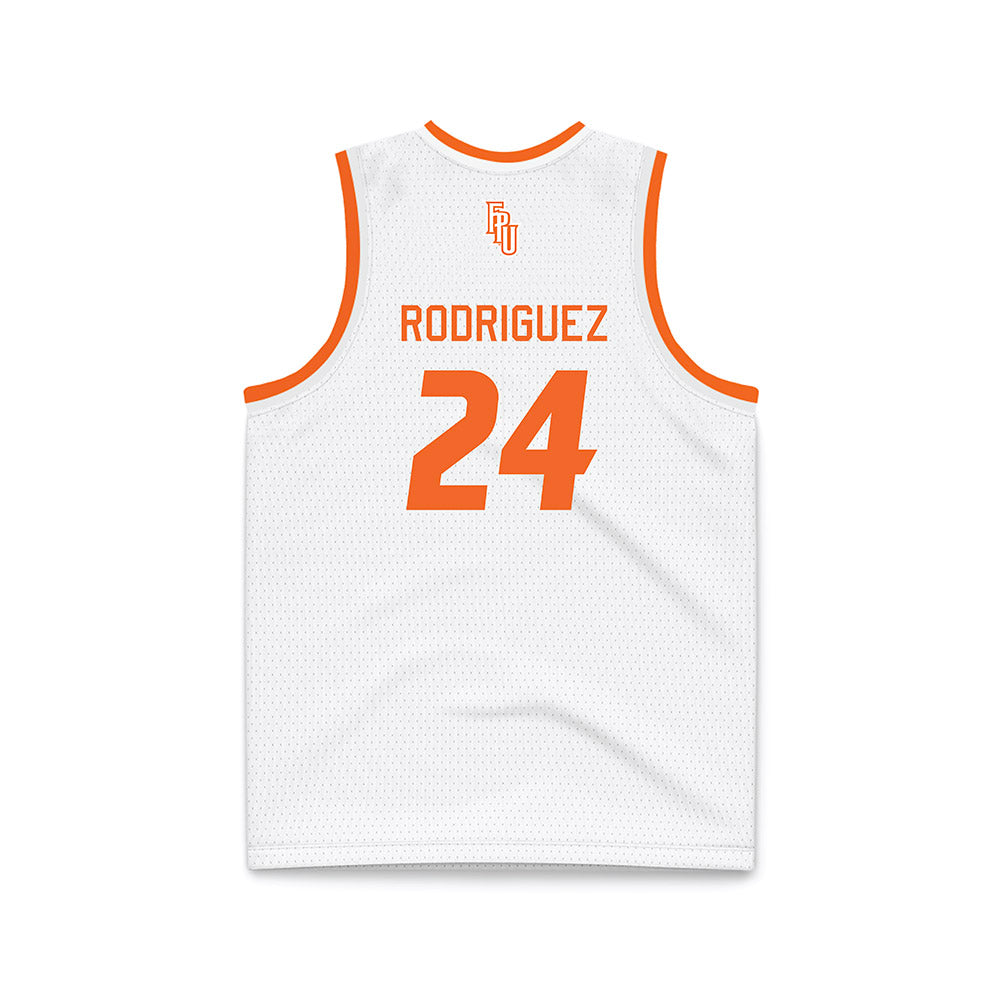 FPU - NCAA Men's Basketball : Silas Rodriguez - White Basketball Jersey-1