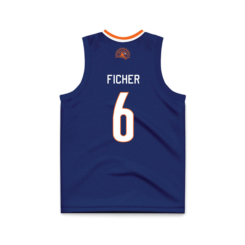 FPU - NCAA Men's Basketball : Malachi Ficher - Navy Basketball Jersey-1